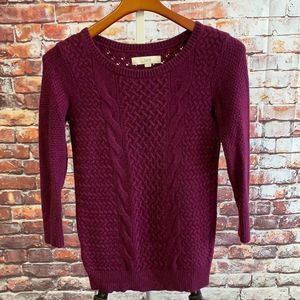 Loft maroon, big, heavy, weave sweater